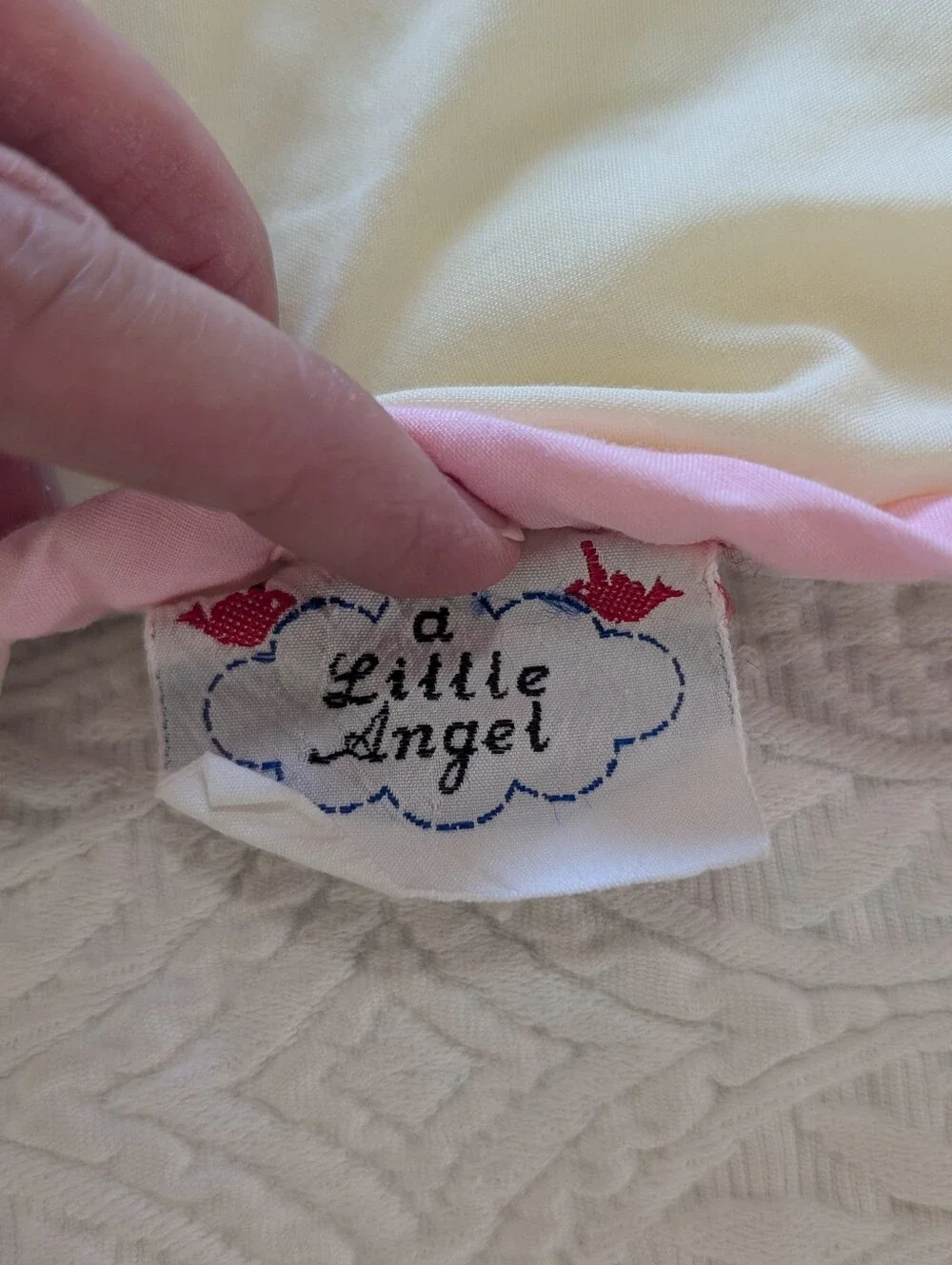 A Little Angel Baby Pastel Hot Air Balloon Quilted Baby Crib Blanket Vintage